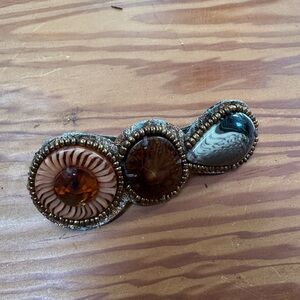 Elegant Brown and Gold Beaded Hair Clip